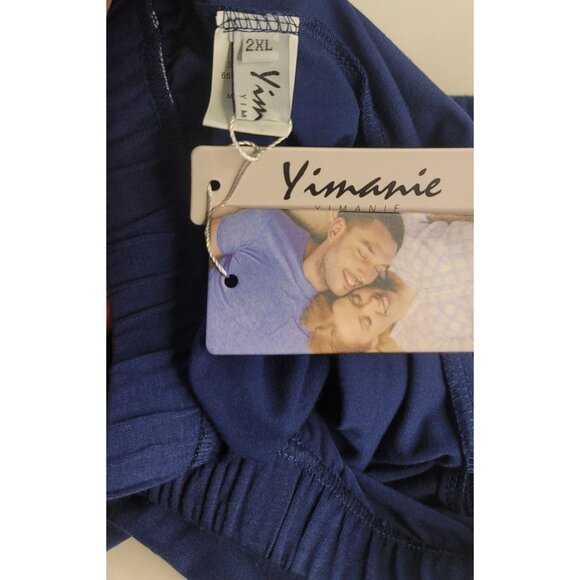 Mens Navy Blue Pajama Pants XXL By Yimanie With Elastic Waist & Drawstring - Picture 4 of 6